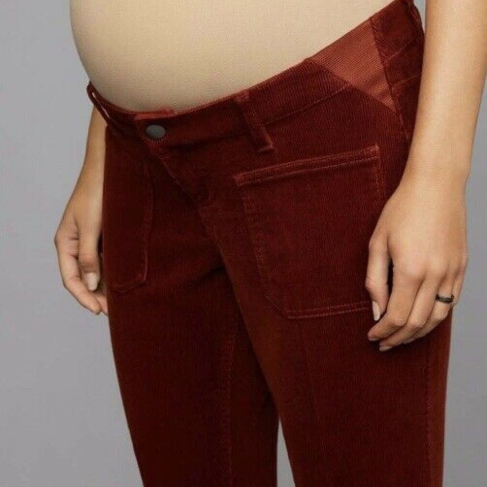 Led Luxe Essentials Maternity Brown Corduroy Pants - image 3